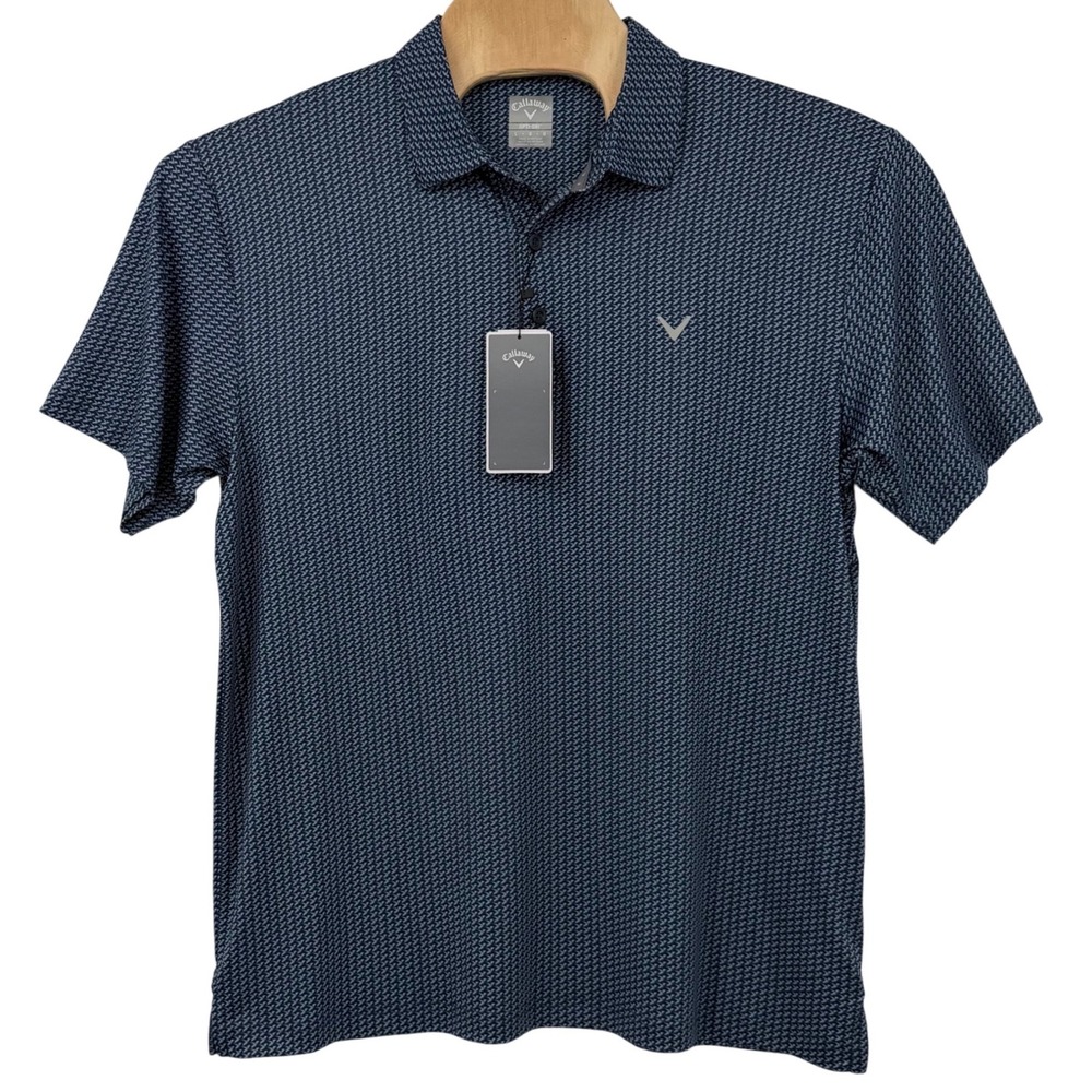 Callaway NEW Golf Opti-Dri Mens Large Polo Peacoat Blue GeometricHummingbird $80